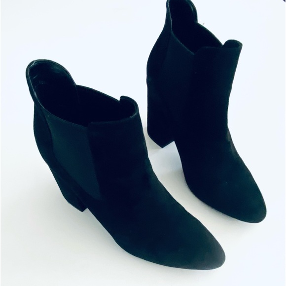 Cole Haan - Black Suede Boots with 3 Inch Block Heel - Great Condition - Picture 2 of 15